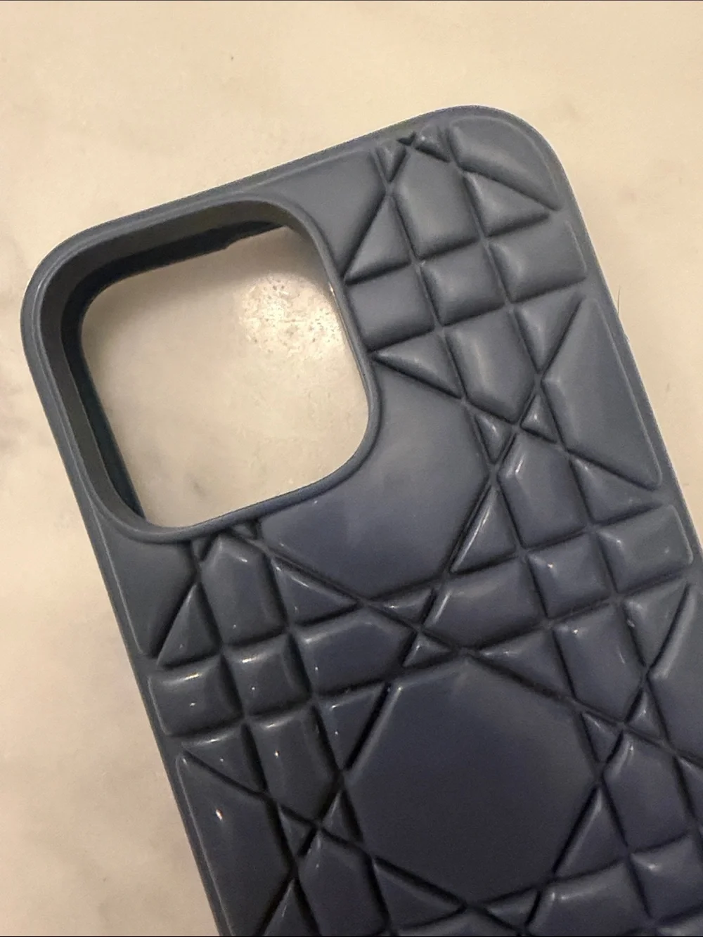 Dior Dark Blue Silicone Apple iPhone 15 Pro max Case with Christian Dior Logo